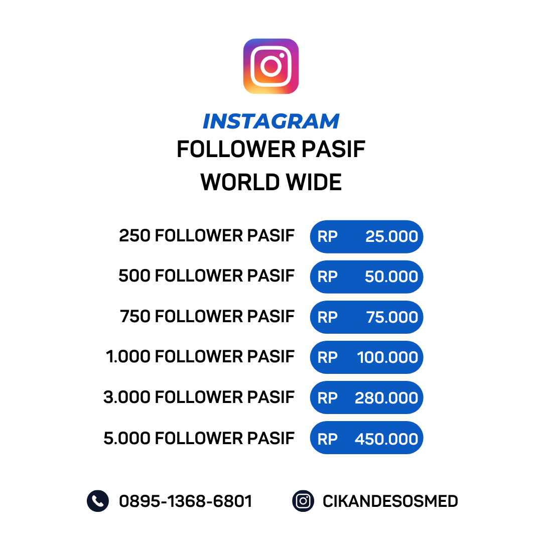 Beli Followers Instagram Pasif Worldwide Murah